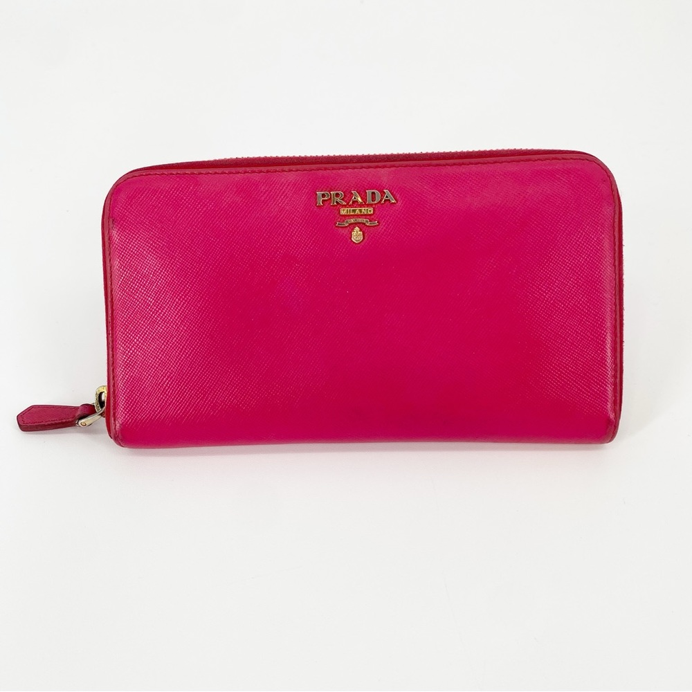 Prada Large Saffiano Leather Long Zippy Wallet Magenta Hot Pink